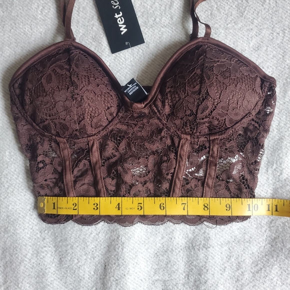 NWT Lace Floral Padded Bralette Bustier Style Crop Top - Picture 6 of 13